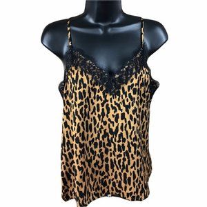Nordstrom BP Cami Top Lace Trim Animal Print Adjustable Straps Size Small